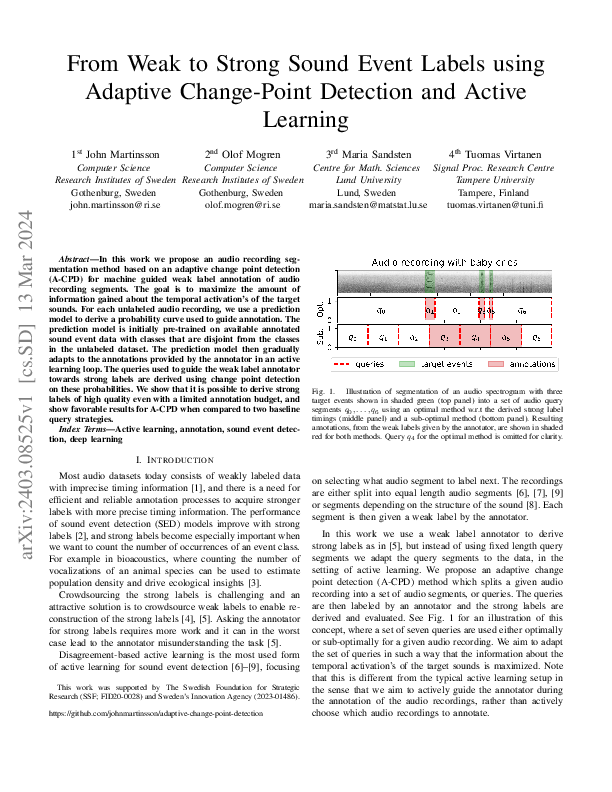 From Weak to Strong Sound Event Labels using Adaptive Change-Point Detection and Active Learning