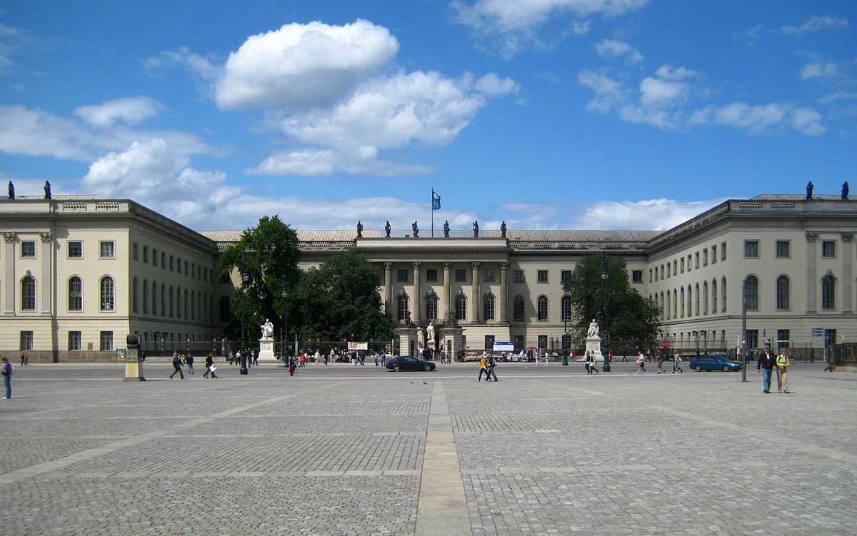 Main building of Humboldt University in Berlin, Unter den Linden, as seen from Bebelplatz. Image from Wikimedia Commons, Creative Commons Attribution-Share Alike 3.0 Unported license.